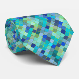 Corbata Patrón de mosaico marroquí Aqua Azul