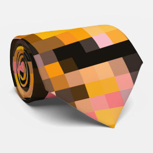 Corbata Patrón de mosaico negro amarillo naranja moderno