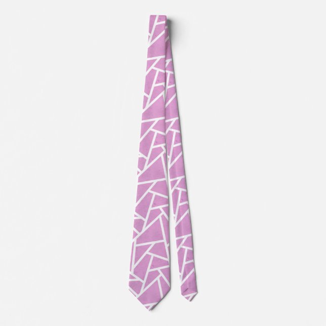Corbata Patrón de mosaico rosa y blanco (Anverso)