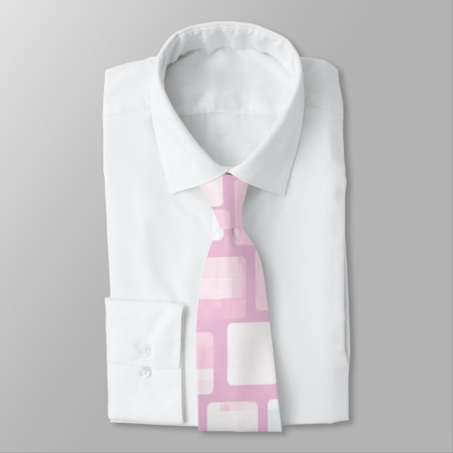 Corbata Patrón de mosaico rosa y blanco (Atado)