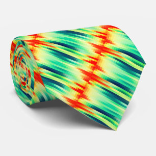 Corbata Patrón de mosaico Verde azulado y naranja