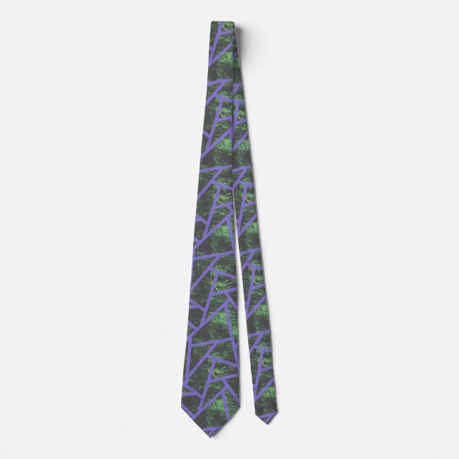 Corbata Patrón de mosaico violeta y verde (Anverso)