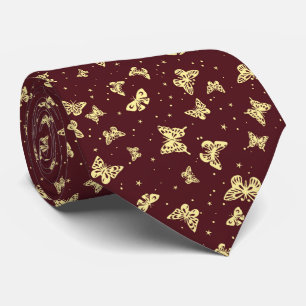 Corbata Patrón de motivo de mariposa vintage amarillo mage