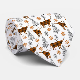 Corbata Patrón de Naranja quemado de búfalo revestido de l