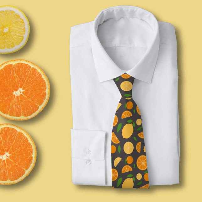Corbata Patrón de naranja y limón (Orange & Lemon Pattern Neck Tie)