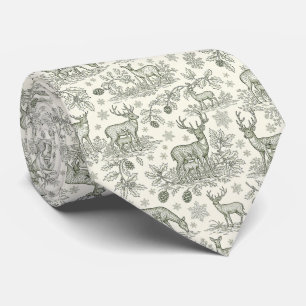 Corbata Patrón de Navidad de ciervos del bosque en Toile V
