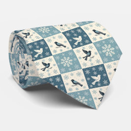 Corbata Patrón de Navidad de invierno de pájaros azules y 