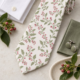 Corbata Patrón de Navidad de Vid y Baya Sage Cran ID1337