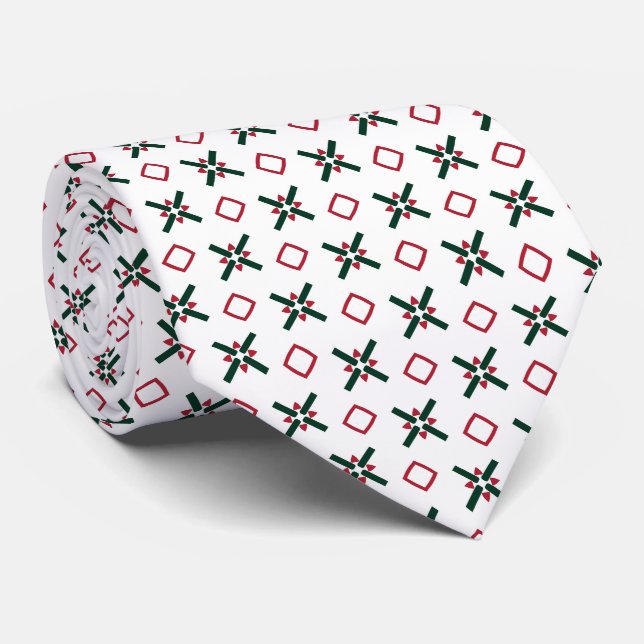 Corbata Patrón de Navidad Rojo Blanco y Verde (Enrollado)