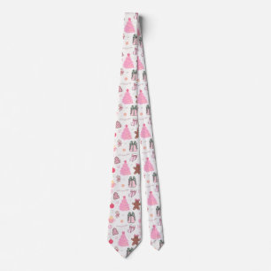Corbata Patrón de Navidad rosa