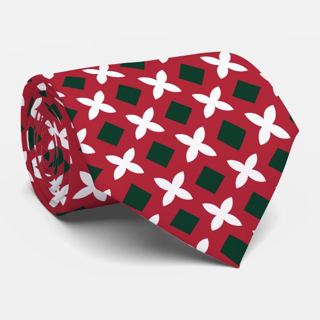 Corbata Patrón de Navidad tradicional rojo, verde y blanco (Enrollado)