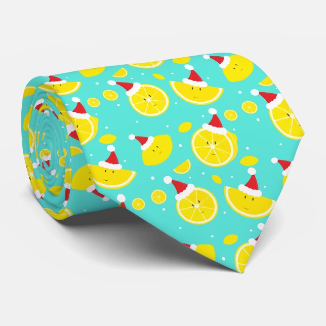 Corbata Patrón de Navidades de Novedad de Lemons Santa Hat (Enrollado)