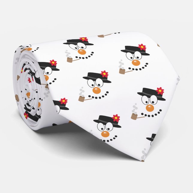 Corbata Patrón de Navidades de Novedad lindo de Snowman Fu (Enrollado)