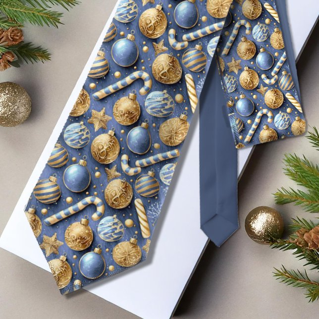 Corbata Patrón de Navidades de oro azul #12 ID1009 (Subido por el creador)