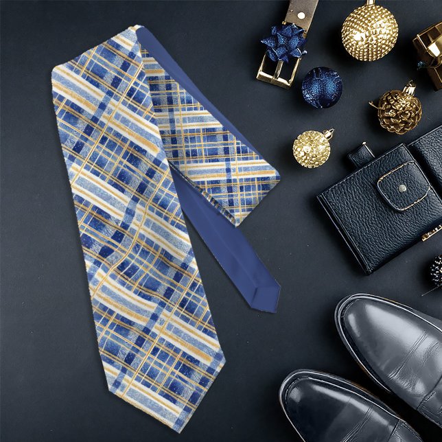 Corbata Patrón de Navidades de oro azul #2 ID1009 (Subido por el creador)
