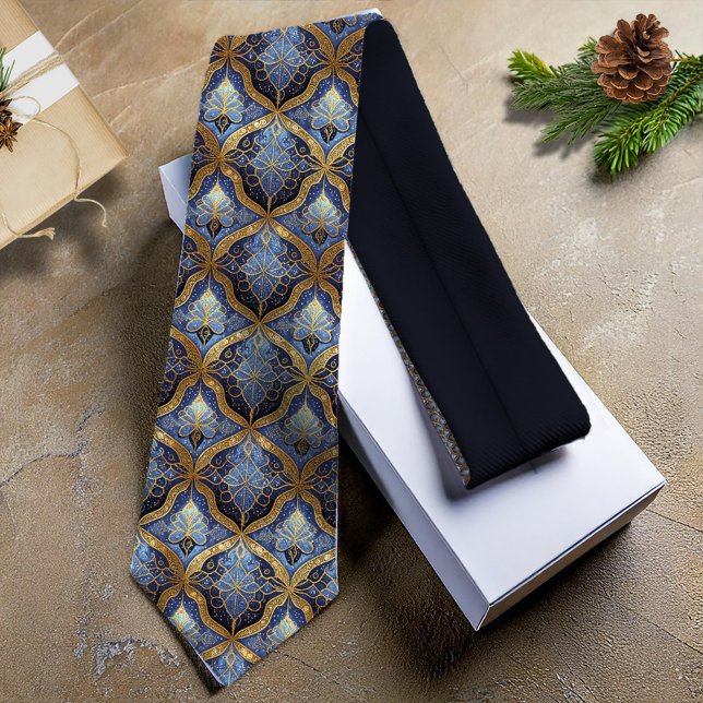 Corbata Patrón de Navidades de oro azul #31 ID1009 (Subido por el creador)