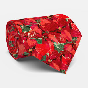 Corbata Patrón de Navidades de Poinsettia Roja