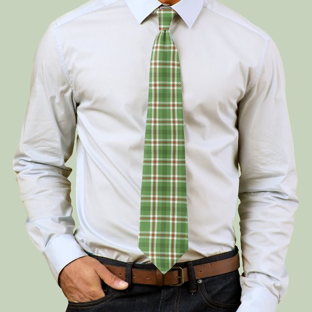 Corbata Patrón de Navidades rojos verdes (Green and red plaid pattern neck tie. )