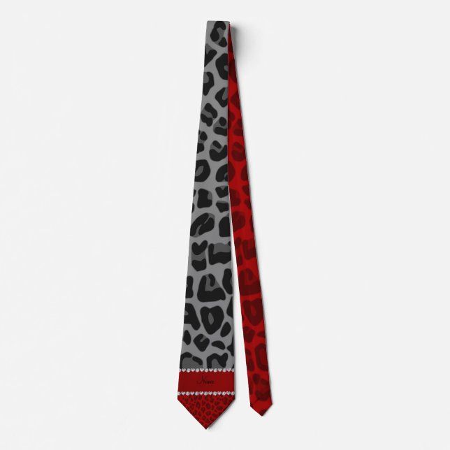 Corbata Patrón de nombre personalizado de leopardo rojo gr (Anverso)