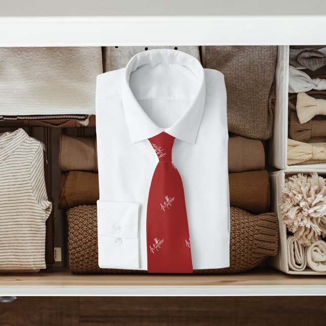 Corbata Patrón de nombres blancos marrón guión moderno (Subido por el creador)