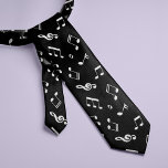 Corbata Patrón de notas de música en blanco y negro<br><div class="desc">Los hermosos símbolos musicales y el diseño de patrones sin fisuras hacen un regalo perfecto para músicos,  profesores de música,  directores de bandas y amantes de la música.</div>