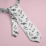 Corbata Patrón de notas de música en blanco y negro<br><div class="desc">Los hermosos símbolos musicales y el diseño de patrones sin fisuras hacen un regalo perfecto para músicos,  profesores de música,  directores de bandas y amantes de la música.</div>