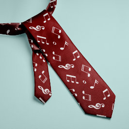 Corbata Patrón de notas de música roja