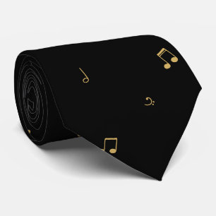 Corbata Patrón de notas musicales negras elegantes