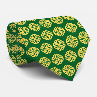 Corbata Patrón de nudo celta verde y dorado