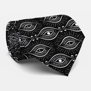 Corbata Patrón de ojo malvado en blanco y negro
