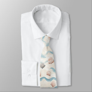 Corbata Patrón de olas del océano y conchas marinas