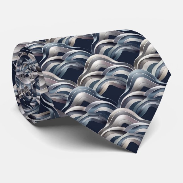 Corbata Patrón de Onda Abstracto Moderno (Enrollado)