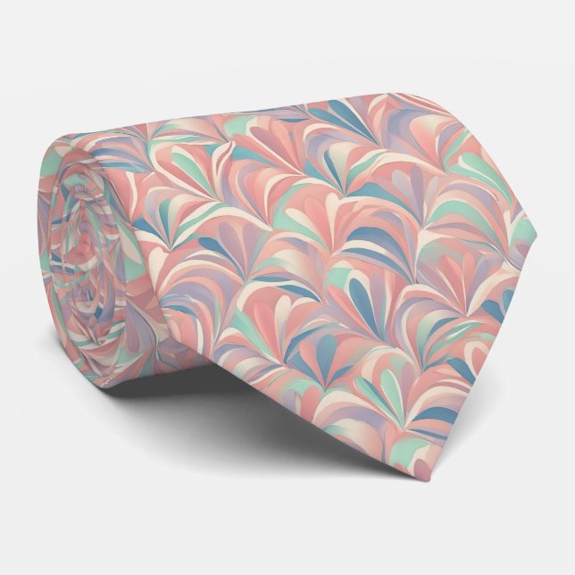 Corbata Patrón de onda de pétalo abstracto pastel (Enrollado)