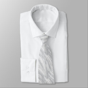 Corbata Patrón de onda de seda blanco y plateado