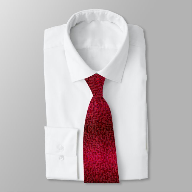 Corbata Patrón de ondas de franja retorcida hipnótica roja (Atado)