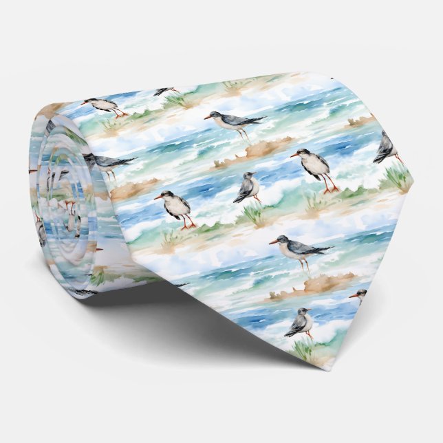 Corbata Patrón de orilla de chorlito costero (4) (Enrollado)
