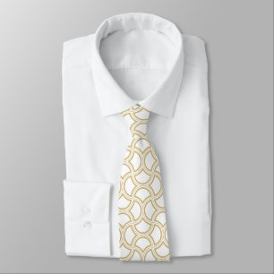 Corbata Patrón De Oro Art Deco Sobre Blanco