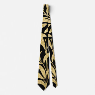 Corbata Patrón de oro brillante y hoja negra