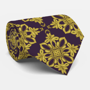 Corbata Patrón de oro morado oscuro y falso de los hombres