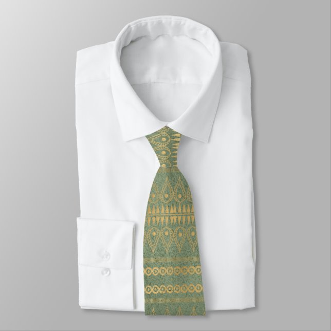 Corbata Patrón de oro verde sabio (Atado)