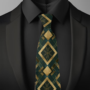 Corbata Patrón de oro y copo de nieve de vacaciones