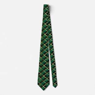 Corbata Patrón De Oro Y Placa Verde Para navidades