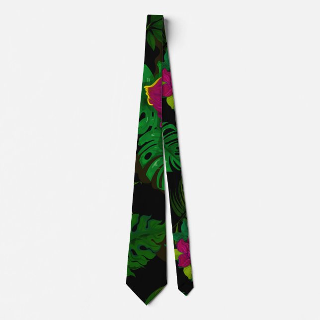Corbata Patrón de orquídeas nocturnas de la selva exótica (Anverso)