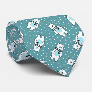 Corbata Patrón de oso polar de nieve lindo acuático