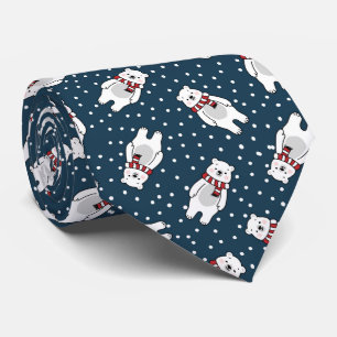 Corbata Patrón de oso polar de nieve lindo azul