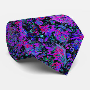 Corbata Patrón de paisley azul morado oscuro