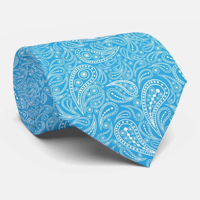 Corbata Patrón de paisley cian (Enrollado)
