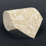 Corbata Patrón De Paisley Floral Blanco Y Tan Lápiz De Cue<br><div class="desc">Elegante patrón de damascos florales vintage blancos sobre el color de fondo cambiable del bronceado. Tamaño ajustable del color de impresión y fondo.</div>