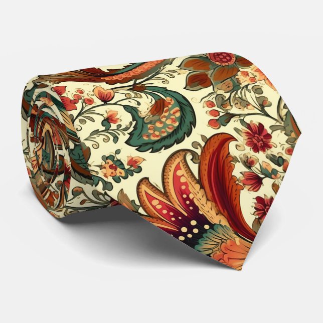 Corbata Patrón de Paisley floral de inspiración medieval (Enrollado)