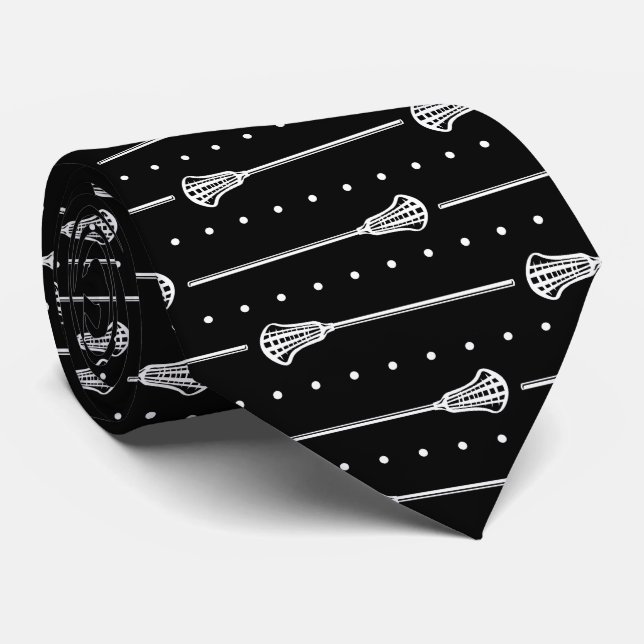 Corbata Patrón de palillos blancos y líneas punteadas de l (Enrollado)